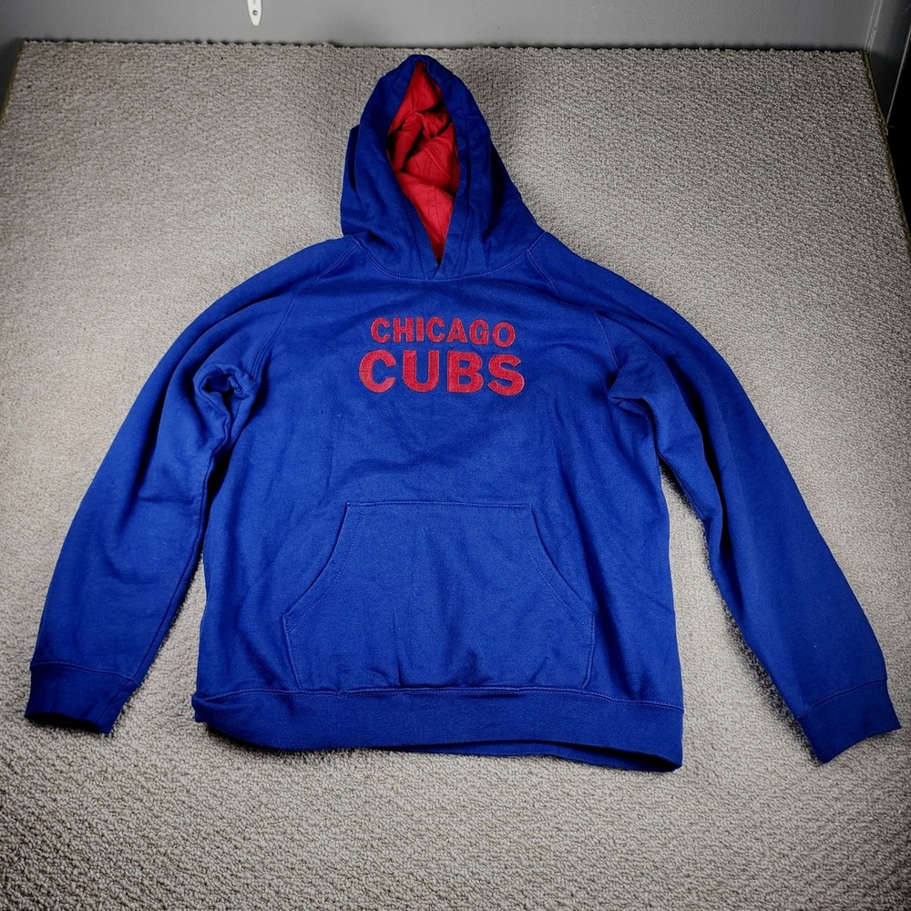 Unbranded Chicago Cubs Hoodie Size L MLB Baseball Pullover Blue Red Sportswear - Picture 3 of 9